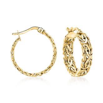 Ross-Simons 14kt Yellow Gold Byzantine Hoop Earrings