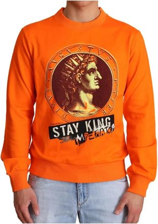 Dolce & Gabbana Oranje King Ceasar Katoenen Trui - Heren - Sweatshirts - Oranje - XS - Katoen - Hoodies & sweatvesten