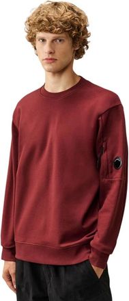 C.P. Company C.p. Company - Diagonal Raised Fleece Crewneck Lens Sweatshirt - Heren - Sweatshirts & Hoodies - Rood - Maat: L Fleece