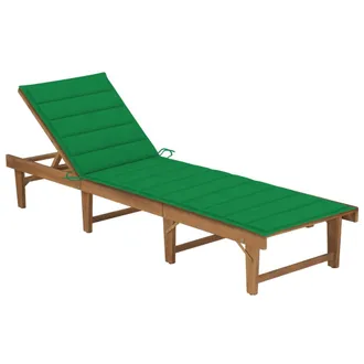 vidaXL Tumbona Plegable Con Coj&iacute;n Madera Maciza De Acacia Vidaxl