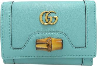 Gucci Bamboo Blue Bamboo Leather Wallet (Bi-Fold) (Pre-Owned)
