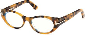 Tom Ford Glasses, unisex, Brown, Size: 53 MM Icon Blue Block Cat Eye Opticals