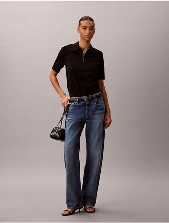 Calvin Klein Jeans Calvin Klein Womens Relaxed Knit Polo Sweater - Black - XS