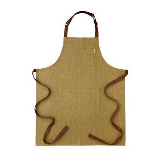 Solino Home Linen Linen Apron - Kitchen Linen in Olive /Brown at Nordstrom, Size Medium