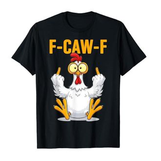 Generic F-CAW-F Funny Sarcasm Tshirt Women Halloween Cartoon Rooster Printed Summer F CAW F Tops Vintage Chicken Sarcastic Humor T-Shirt Female Streetwear(YS0