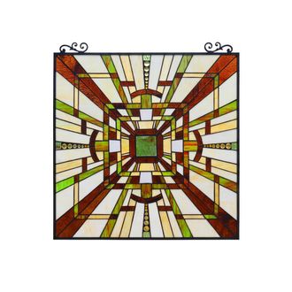 Chloe Lighting FARLEY Mission Tiffany-Style Black Finish Window Panel 25 Wide