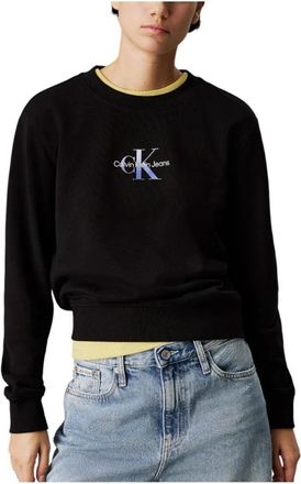Calvin Klein Gradient Monogram Crewneck Sweatshirt - Dames - Sweatshirts - Zwart - S - Katoen - Hoodies & sweatvesten