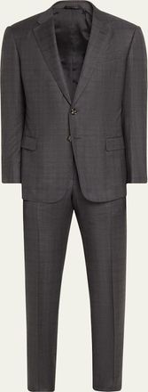 Giorgio Armani Mens Brushed Wool Plaid Classic Fit Suit