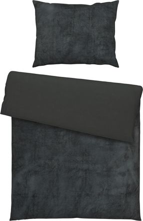 Novel Bettw&auml;sche, Anthrazit, Textil, Uni, 140x200 cm, b&uuml;gelfrei, pflegeleicht, angenehm w&auml;rmend, samtiger Griff, weiche und anschmiegsame Oberfl&auml;che, Heimte