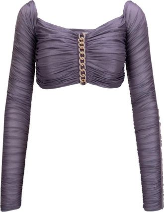Elisabetta Franchi Dames, Tops, Paars, Maat: XL Polyamide