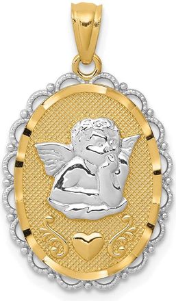 Diamond2Deal 14k Yellow Gold Rhodium Angel Pendant