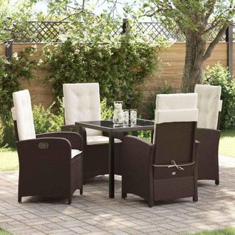 vidaXL Vidaxl - Conjunto De Comedor De Jard&iacute;n 5 Pcs Marr&oacute;n Rat&aacute;n Sint&eacute;tico