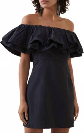 Rhode Resort Womens Vivi Off The Shoulder Ruffle Mini Dress In Black