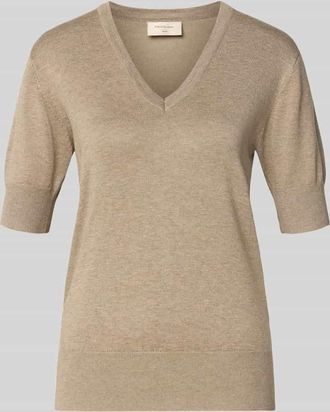 Freequent Strickshirt mit V-Ausschnitt Modell Katie in Beige, Gr&ouml;&szlig;e XXL