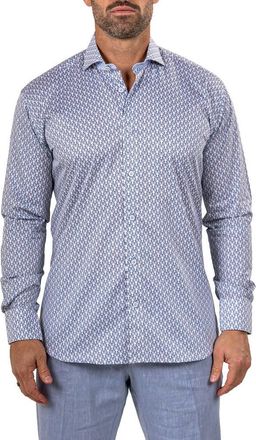 Maceoo Einstein Marthyr 0245 Contemporary Fit Button-Up Shirt in White Blue at Nordstrom, Size 3