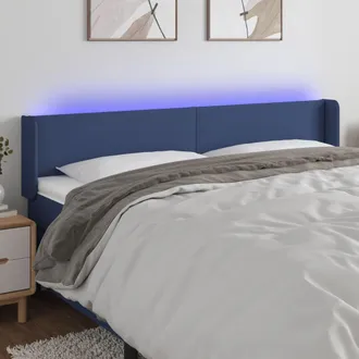 vidaXL Cabecero Con Led De Tela Azul 163x16x78/88 Cm Vidaxl