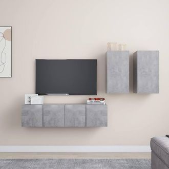 Berkfield Home 4 Piece TV Cabinet Set Concrete Grey Engineered Wood