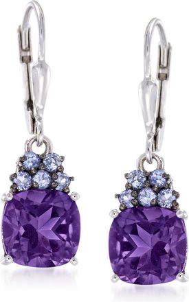Ross-Simons Amethyst and. Tanzanite Drop Earrings in Sterling Silver