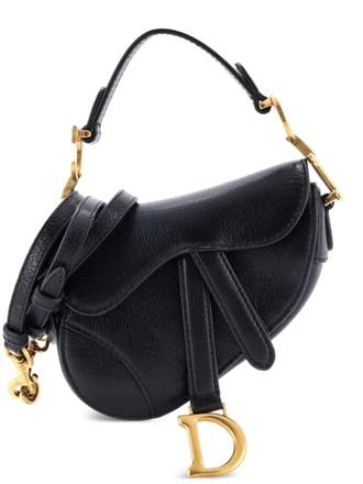Dior Saddle Handbag with Strap Leather Micro shoulder bag - women - Calf Leather - One Size - Black