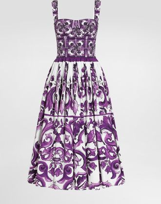 Dolce & Gabbana Majolica-print Poplin Dress - Woman Dresses Multicolor 36