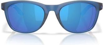 Costa Aleta 54mm Polarized Mirrored Round Sunglasses in Translucent Blue /Blue 580G at Nordstrom