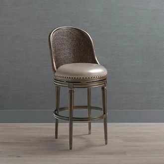 Frontgate Henderson Cane Swivel Bar & Counter Stool - 26 Counter Height, Willow Counter Stool, Snow Crypton Nomad Performance, Individual - Frontgate