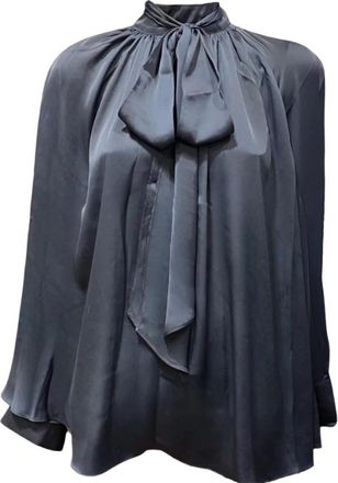 Rotate Rotate Birger Christensen, Overhemden, Dames, Blauw, S, Satijn, Satijnen Blouse