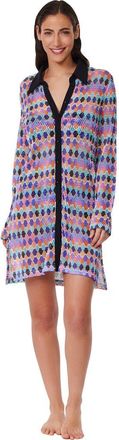 Gottex Retro Riviera Netted Crochet Buttoned Tunic Cover-Up in Multi at Nordstrom, Size X-Large