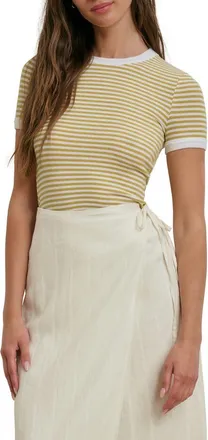 Favorite Daughter The Foundation Stripe T-Shirt in Golden White Strip at Nordstrom, Size X-Large