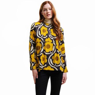Regatta Regtta Womens Orla Kiely Long Sleeve Lightweight Blouse Top - Yellow - 14