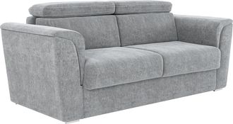 Vente-Unique Sof&aacute; cama de 3 plazas de apertura r&aacute;pida de tela gris - Cama de 140 cm - Colch&oacute;n con memoria de forma de 22 cm RIZORA