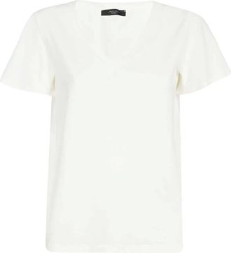 Max Mara V-neck short-sleeve T-shirt - women - Elastane/Cotton - M - White