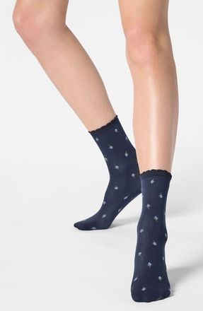 Oroblù Floral Crew Socks in Blue at Nordstrom