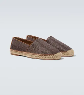 Brunello Cucinelli Leather-trimmed espadrilles