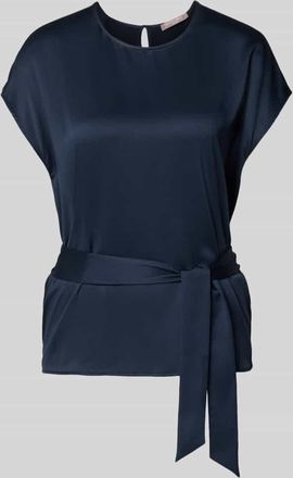 Christian Berg Cocktail Blusenshirt mit Rundhalsausschnitt und Bindeg&uuml;rtel in Dunkelblau, Gr&ouml;&szlig;e 32