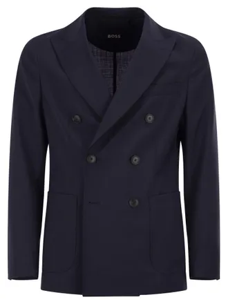 HUGO BOSS Double Breasted Blazer In Virgin Wool