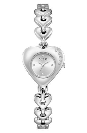 Guess Valerie Heart Bracelet Watch, 28mm in Silver at Nordstrom
