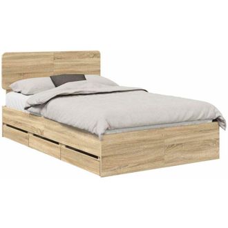 vidaXL Bed Frame with Drawer Sonoma Oak 120 x 190 cm Engineered Wood vidaXL