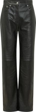 Sportmax Spscrespo Broek - Dames - Leren Broeken - Zwart - M - Leer - Broeken