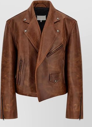 Maison Margiela leather cropped biker jacket
