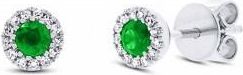 Allurez 0.08ct Diamond & 0.22ct Green Garnet 14k White Gold Stud Earrings
