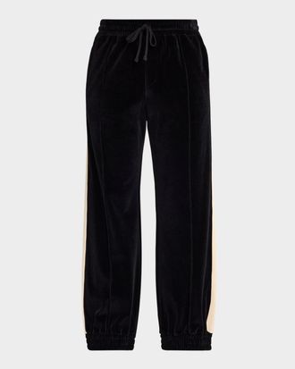 Valentino Garavani Men & apos;s Velvet Pintuck Stripe Sweatpants