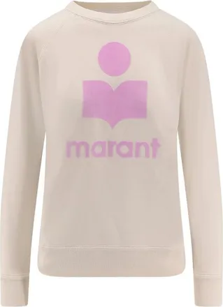 Isabel Marant Round-neck Knitwear, female, Beige, Size: XS Crew-neck Logo Sweater