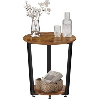 Woltu Woltu - Mesas Bajas De Sal&oacute;n De Aglomerado Y Metal Mesa De Centro Moderna Vintage En Marr&oacute;n Y Negro