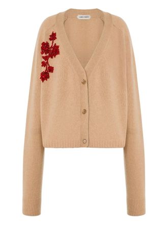 Alberta Ferretti bead-embellished cardigan - women - Cashmere/Wool - 42 - Neutrals