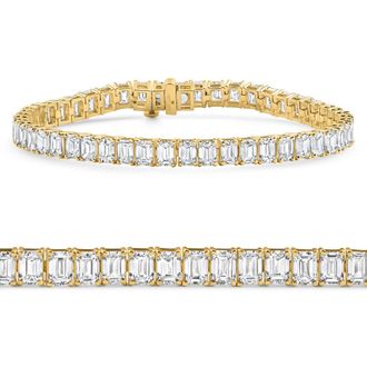 Pompeii3 15Ct Emerald Cut Diamond Tennis Bracelet 7 14k Yellow Gold Lab Grown Size: 7