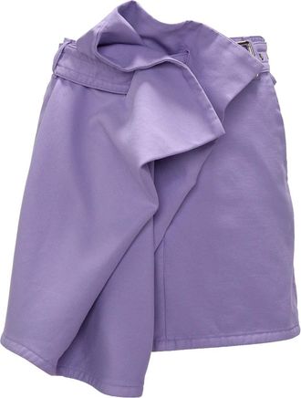J.W.Anderson asymmetric draped cotton mini skirt - women - Cotton - 8 - Purple