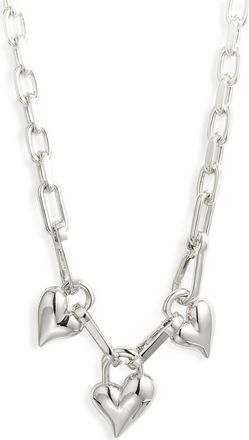 JENNY BIRD Triple Padlock Heart Pendant Chain Necklace in High Polish Silver at Nordstrom