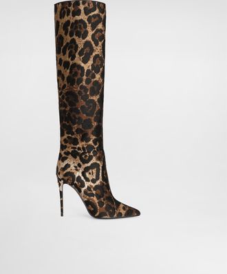 Dolce & Gabbana Leo Jacquard Boots - Woman Boots And Booties Animal Print 36.5