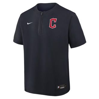 Nike Cleveland Guardians Authentic Collection Nike Mens Dri-FIT MLB 1/4-Zip Short-Sleeve Windshirt in Blue | 04HF0GIOGUA-Q9T